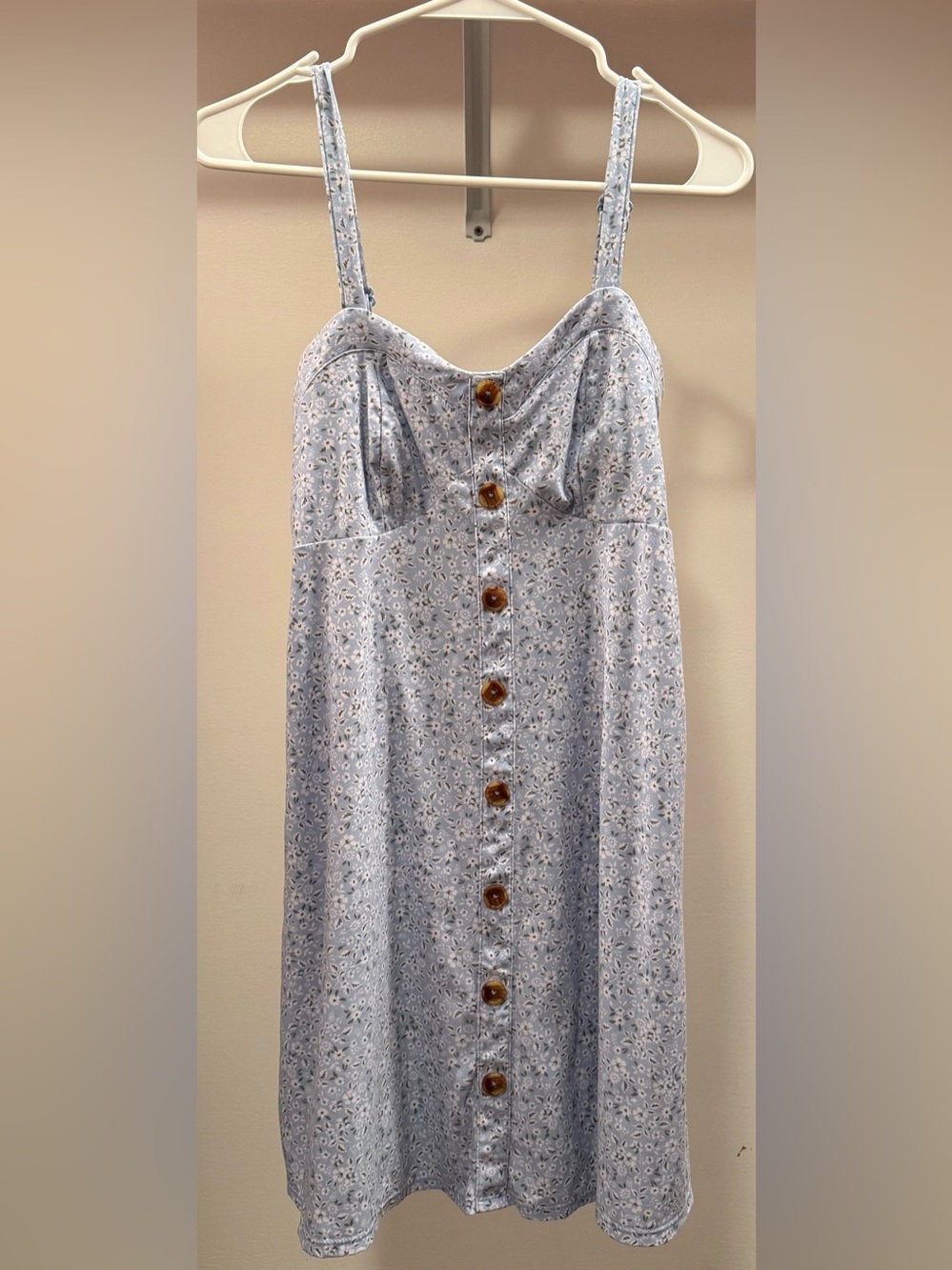 No Boundaries Light Blue Floral Button-Front Mini Dress